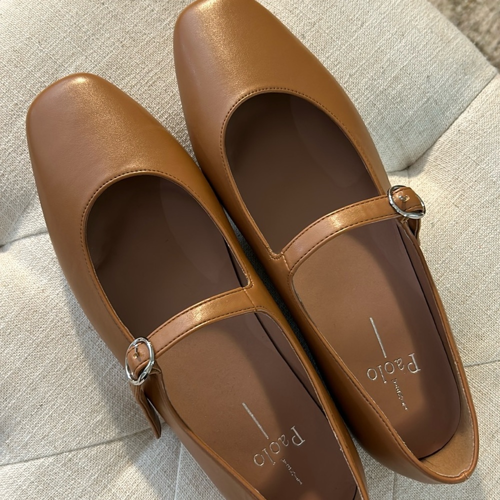 Linia Paolo Ballet Flat Shoes Tan Size 9